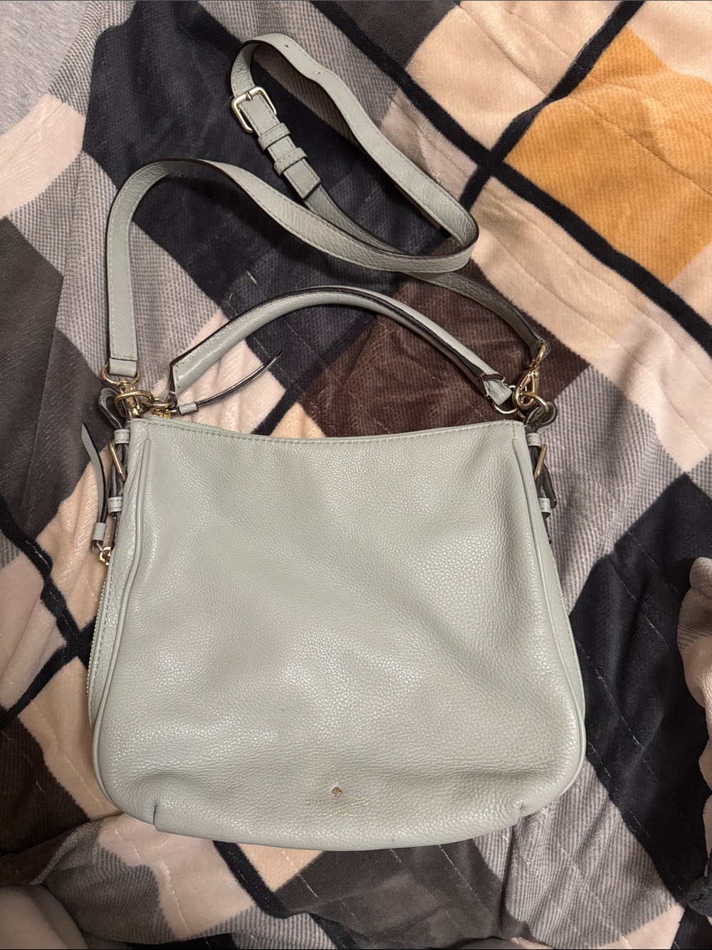 kate spade Light Gray Leather Crossbody Shoulder Bag
